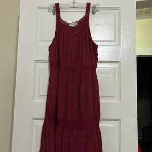 mid ankle length red dress